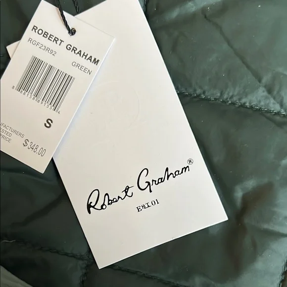 NWT Robert Graham Olive Quilted Men's Puffer Jacket - Picture 9 of 10
